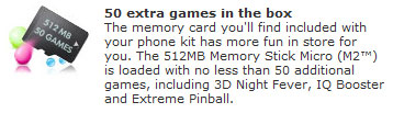 Sony Ericsson F305 будет поставляться с 61 игрой в комплекте
